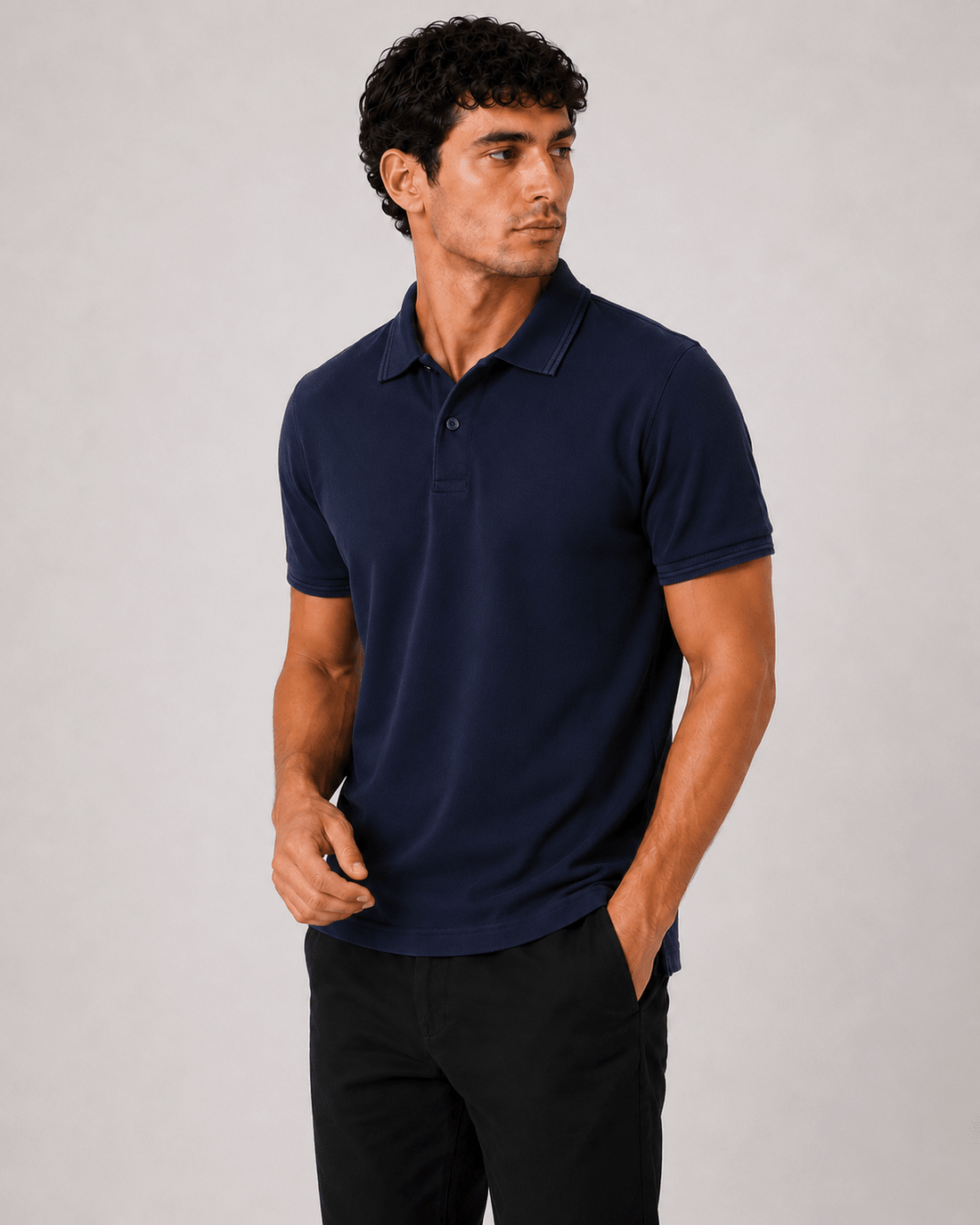 Pique Polo Shirt - Navy Blue 