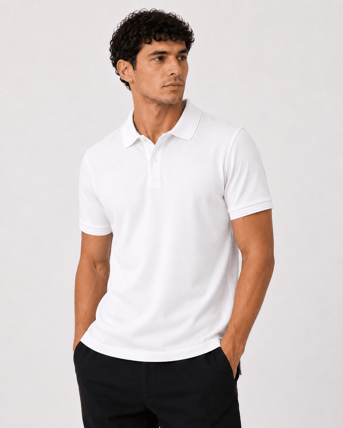 Pique Polo Shirt - White 