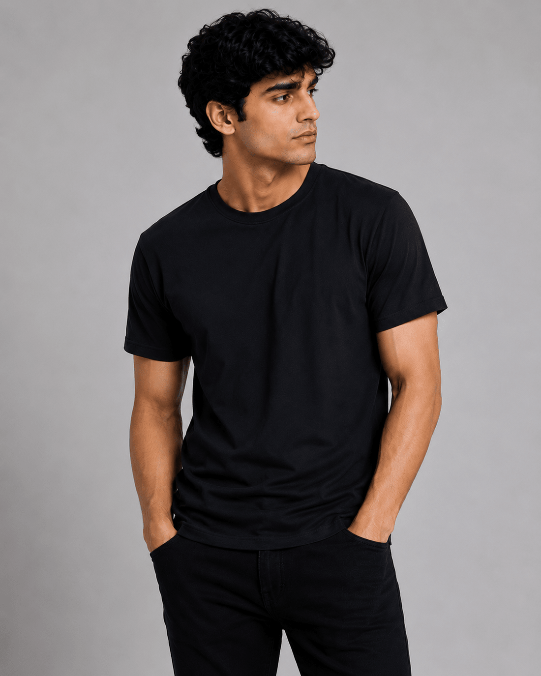 Regular Fit Round Neck T-Shirt - Steel Grey 