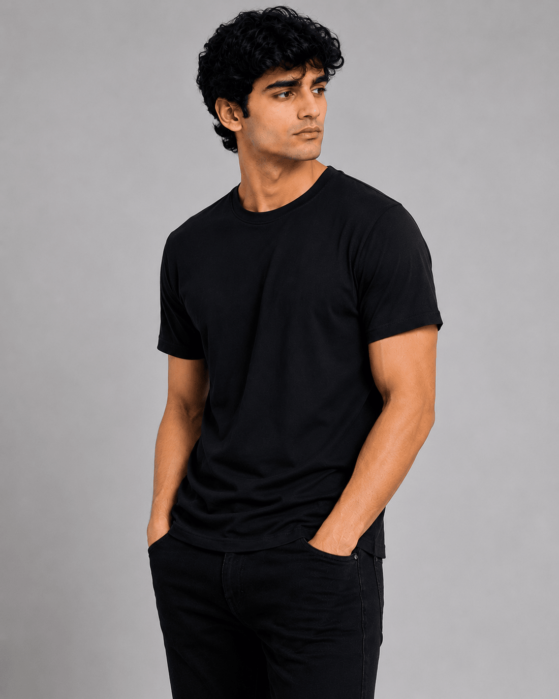 Regular Fit Round Neck T-Shirt - Steel Grey 